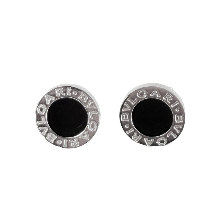 Bvlgari Black Onyx Stud Earrings in 18K White Gold
