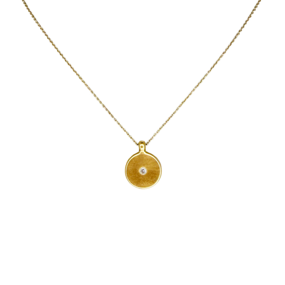 Diamond Charm Necklace on 16" Cable Chain in 14K Gold