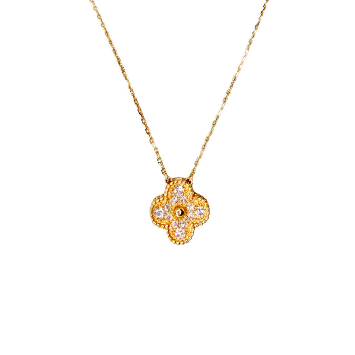 Diamond Clover Pendant Necklace in 18K Yellow Gold