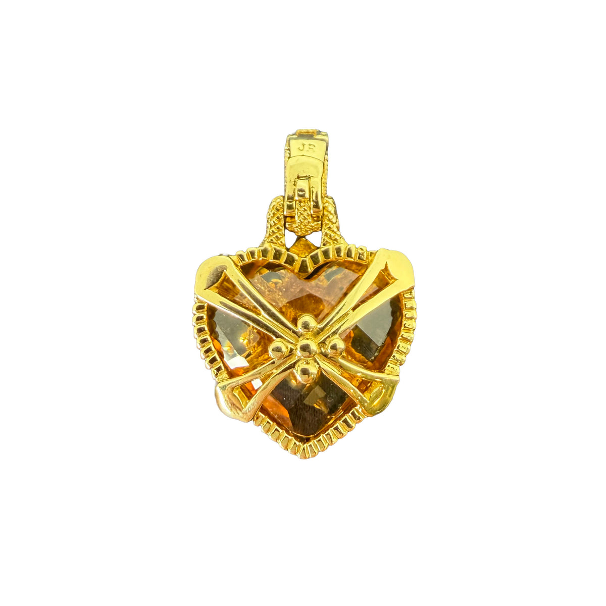 Citrine and Diamond Heart Pendant in 18K Yellow Gold