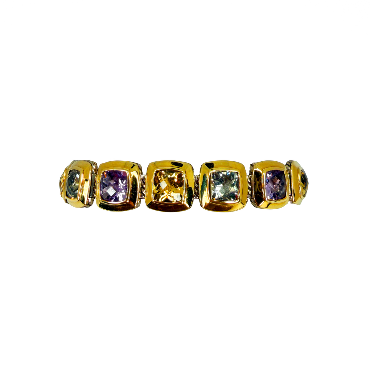 David Yurman Multicolor Semi-Precious Bracelet in Sterling Silver and 18K Yellow Gold