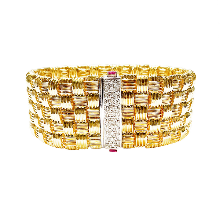 Pre-Owned Roberto Coin Appassionata 18K Yellow & White Gold Five-Row Diamond Bracelet