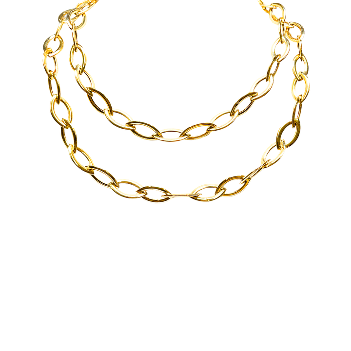 14K Yellow Gold Marquise Link Necklace