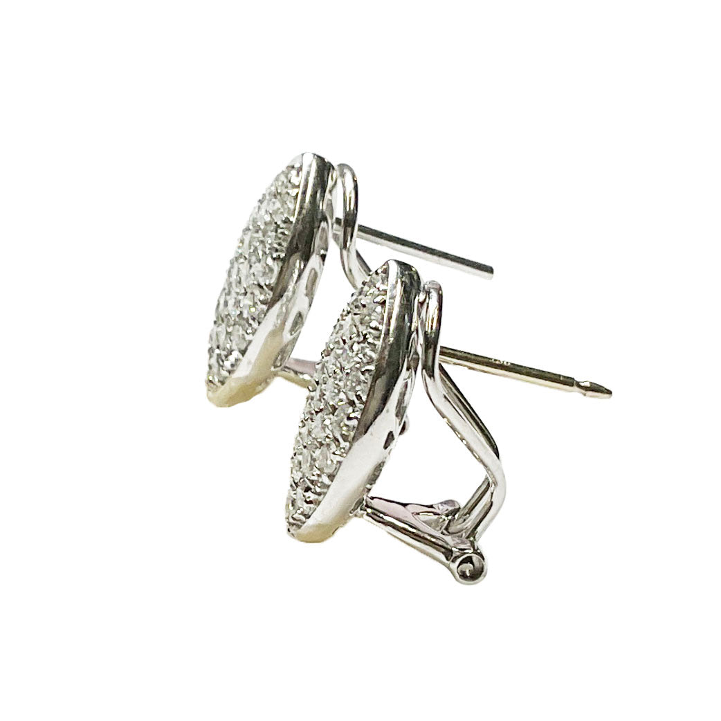Pavé Diamond Leaf Clip-On Earrings in 18K White Gold
