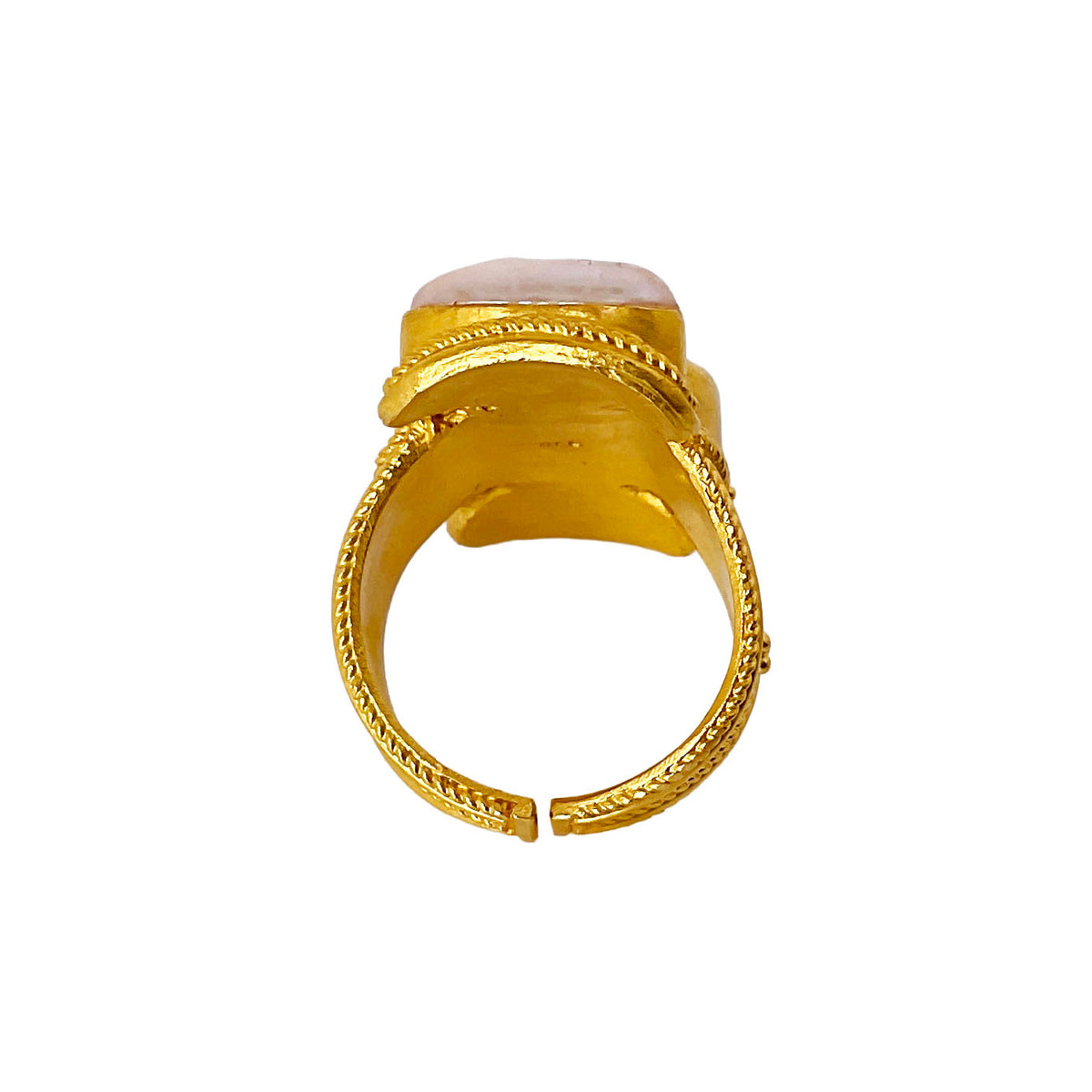 Byzantine Pearl & Roman Coin Ring in 21K Yellow Gold