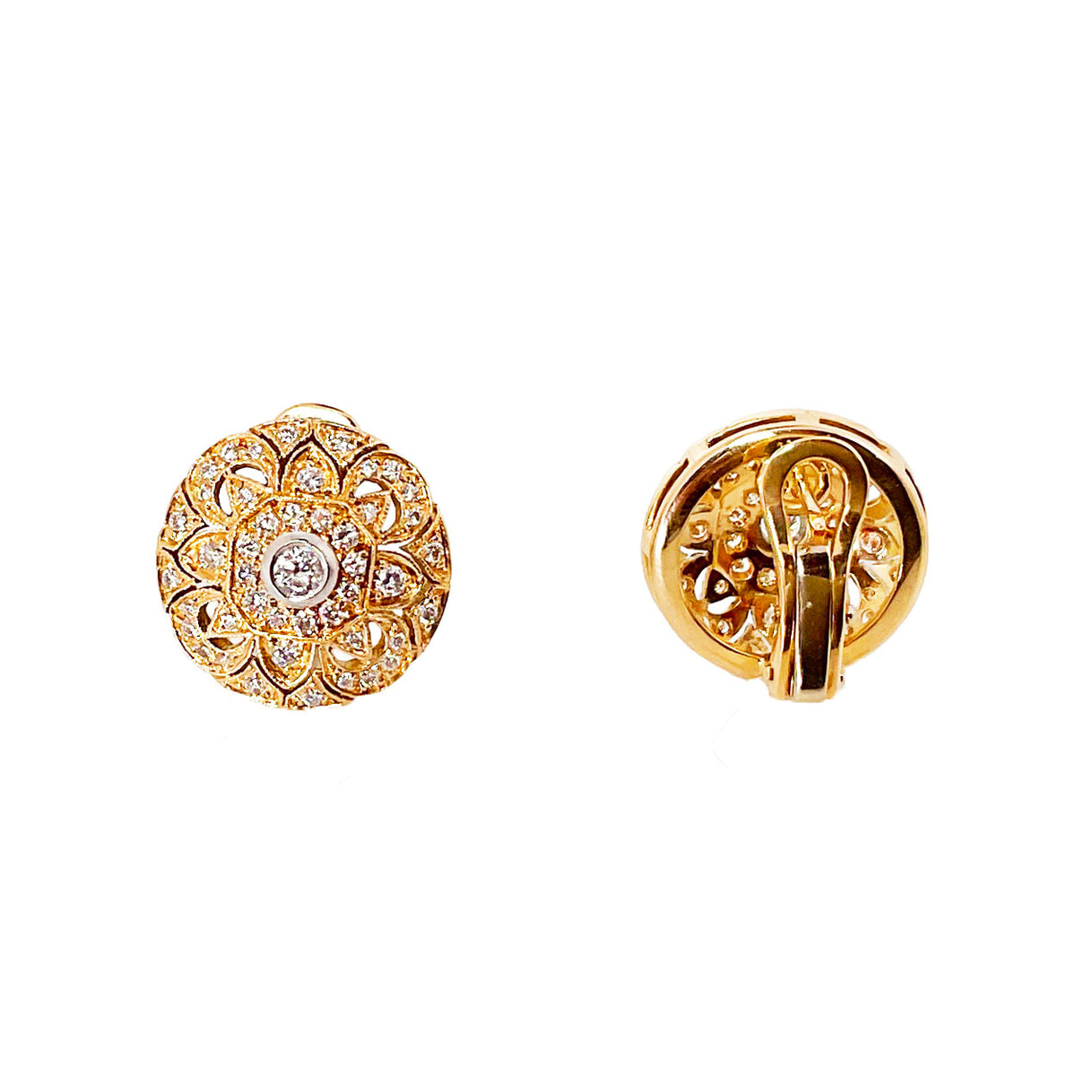 Diamond Cluster Earrings in 18K Yellow Gold