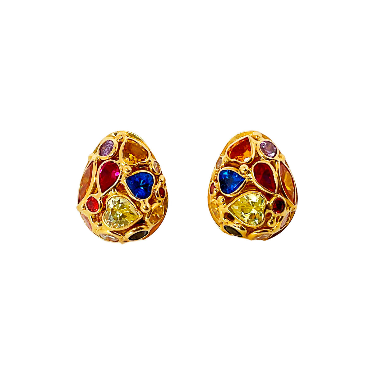 Multi-Color Gemstone Earrings in 18K Yellow Gold