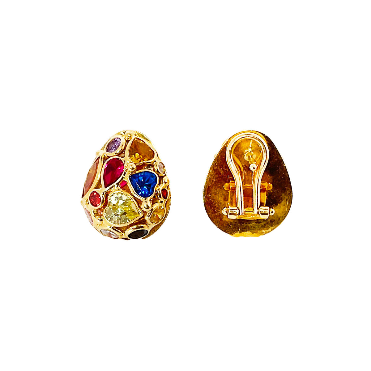 Multi-Color Gemstone Earrings in 18K Yellow Gold