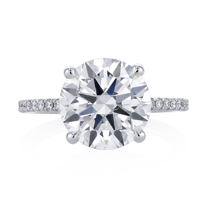 Manfredi Jewels Engagement - Round Brilliant Cut 5.01ct Platinum Diamond Engagement Ring with Micro Pavé Diamond Band | Manfredi Jewels