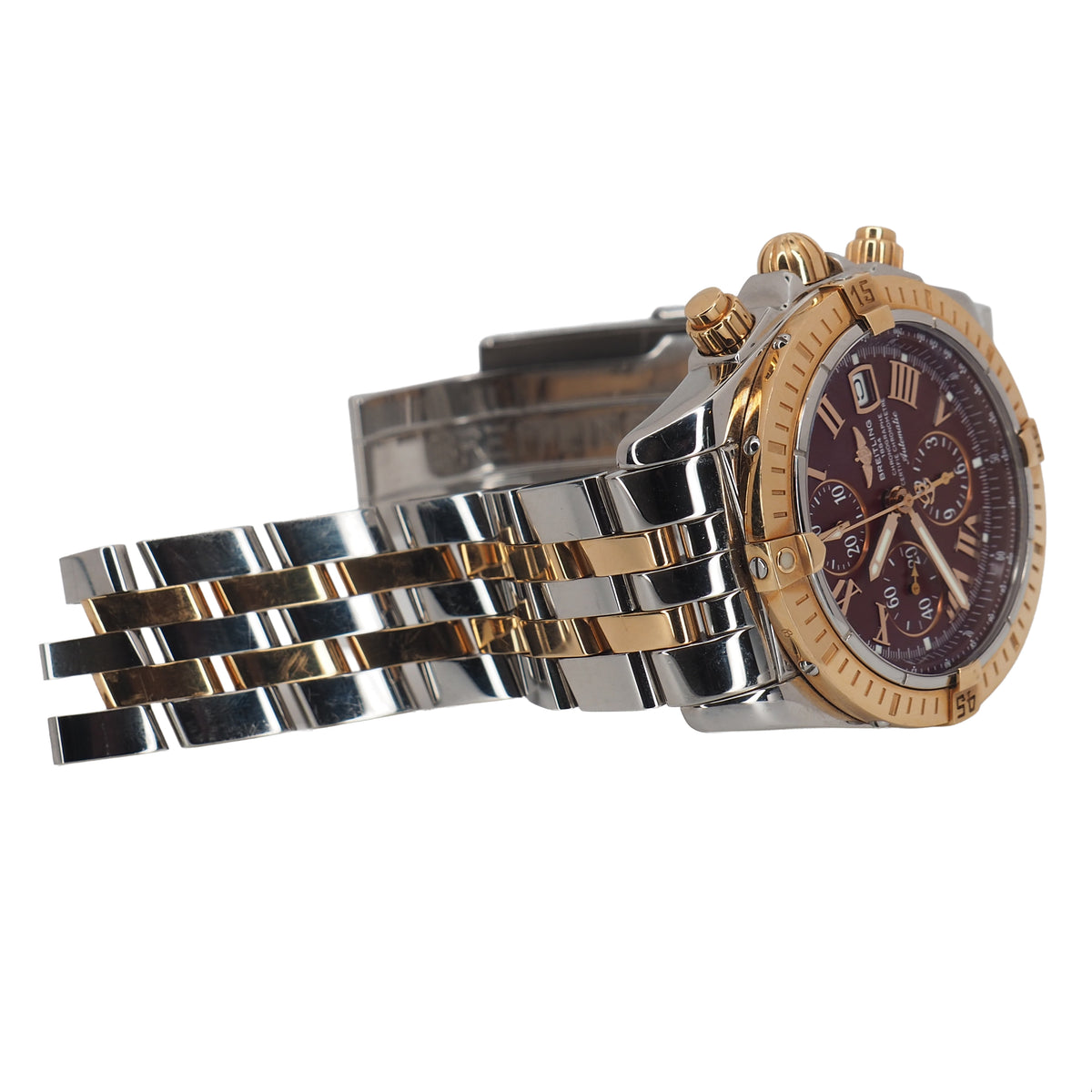 Pre-Owned Breitling Pre-Owned Watches - Chronomat Evolution Two Tone Burgundy dial | Manfredi Jewels