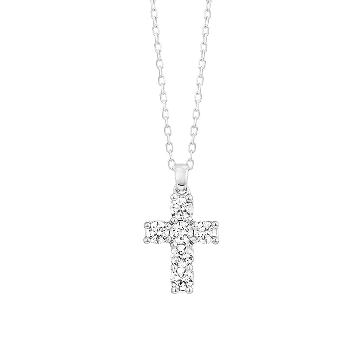 Facet Barcelona Jewelry - Classics 14K White Gold 0.5 ct Diamond Cross Pendant | Manfredi Jewels