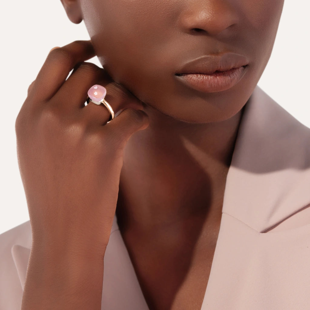 Pomellato Jewelry - Nudo 18K Rose Gold Rose Quartz Classic Ring | Manfredi Jewels