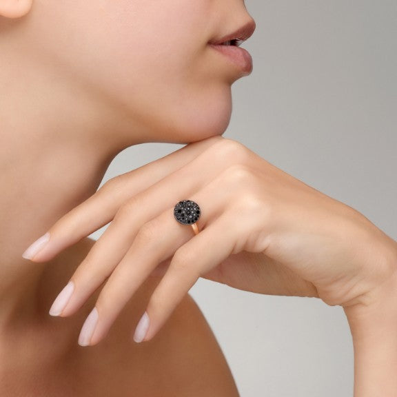 Pomellato Jewelry - Sabbia 18K Rose Gold Black Diamond Pavé Ring | Manfredi Jewels