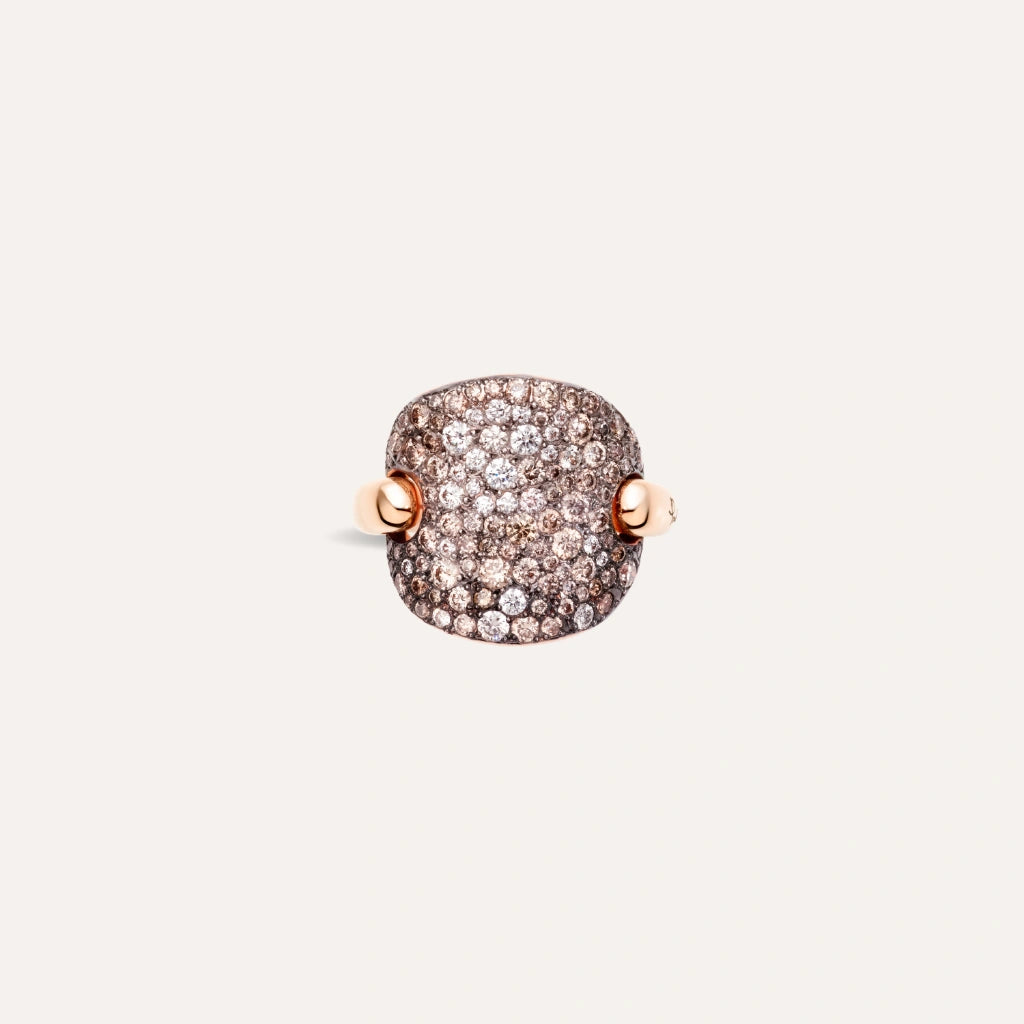 Pomellato Jewelry - Sabbia 18K Rose Gold Brown Diamond Pavé Ring | Manfredi Jewels