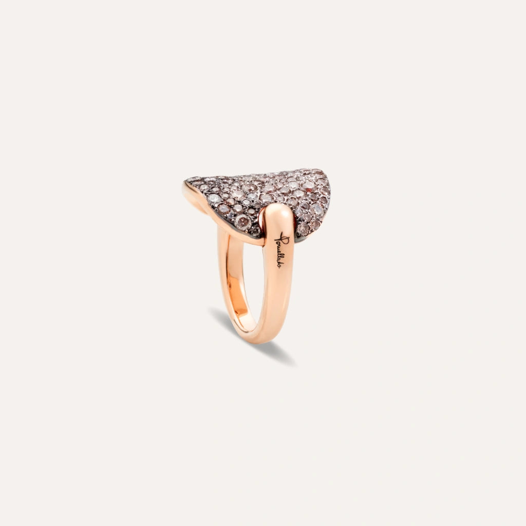 Pomellato Jewelry - Sabbia 18K Rose Gold Brown Diamond Pavé Ring | Manfredi Jewels