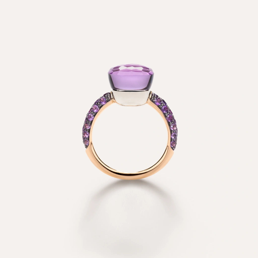 Pomellato Jewelry - Nudo 18K Rose Gold Amethyst and Jade with an Amethyst Pavé Classic Ring | Manfredi Jewels