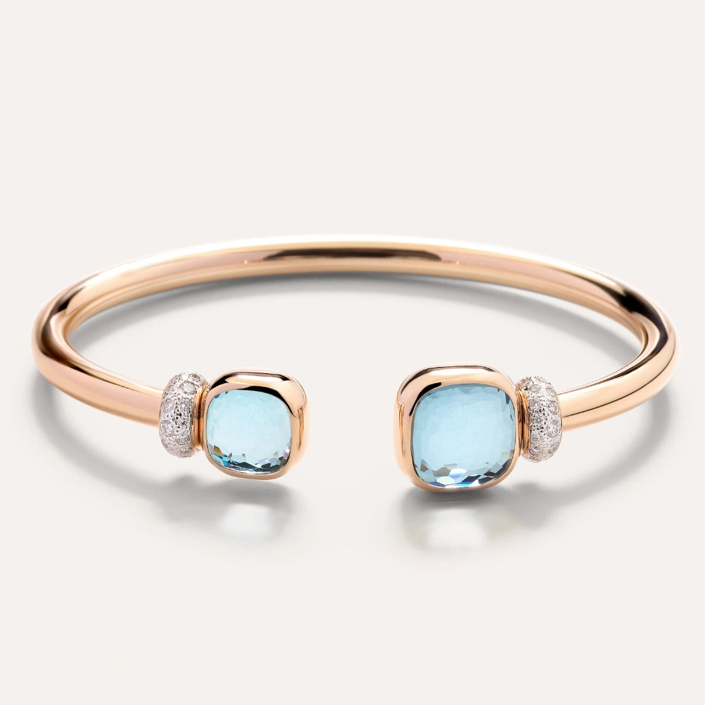 Pomellato Jewelry - Nudo 18K Rose Gold Blue Topaz & Diamond Bracelet | Manfredi Jewels