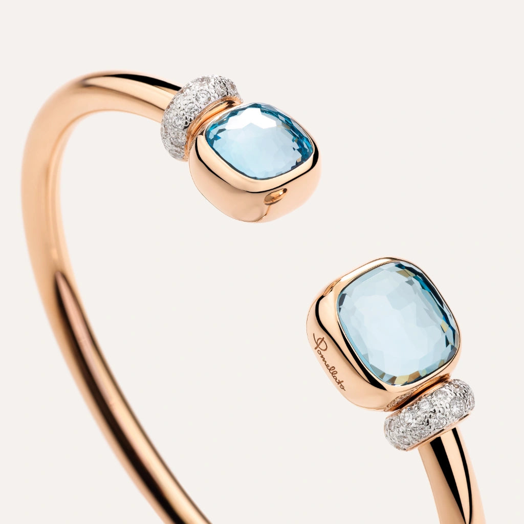 Pomellato Jewelry - Nudo 18K Rose Gold Blue Topaz & Diamond Bracelet | Manfredi Jewels