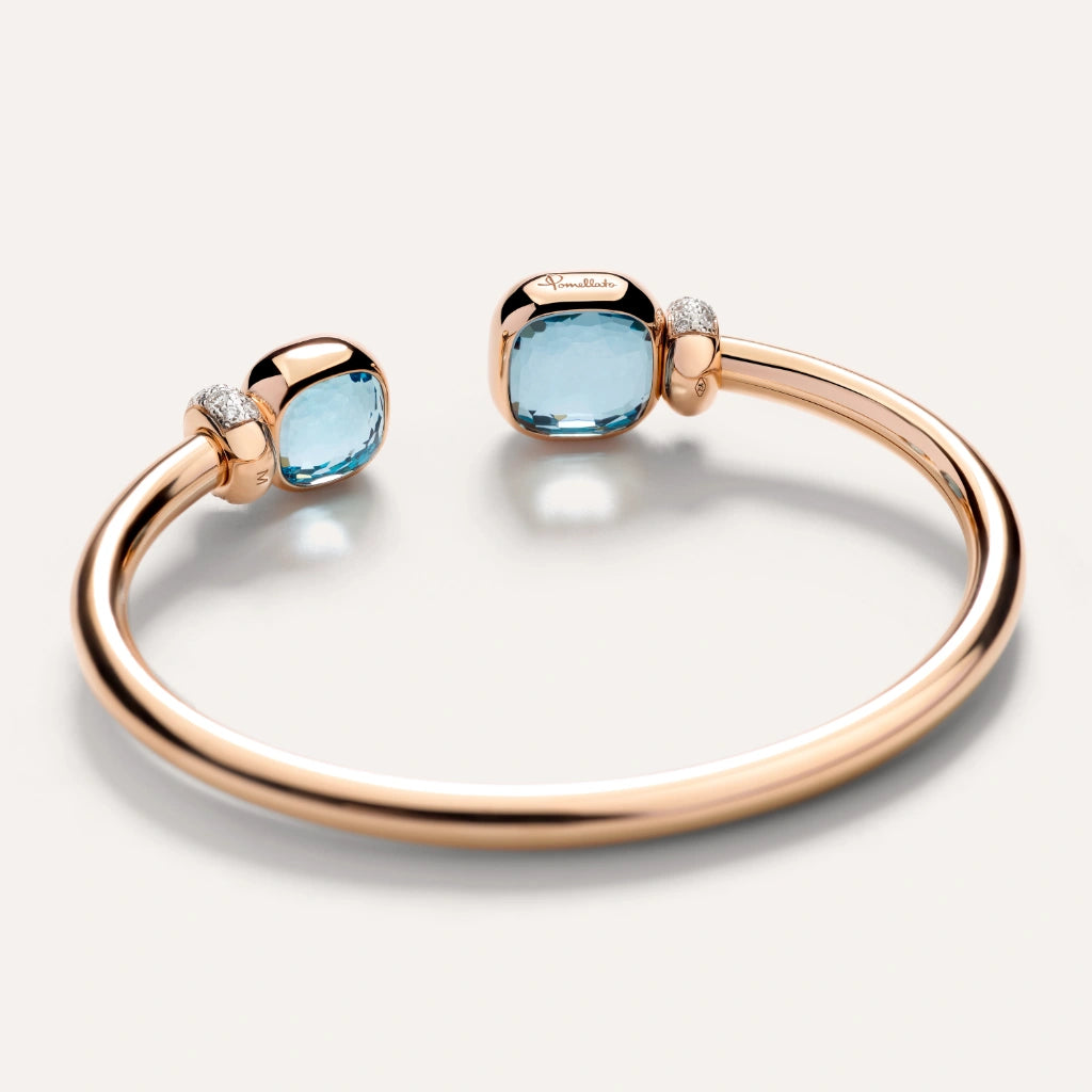 Pomellato Jewelry - Nudo 18K Rose Gold Blue Topaz & Diamond Bracelet | Manfredi Jewels