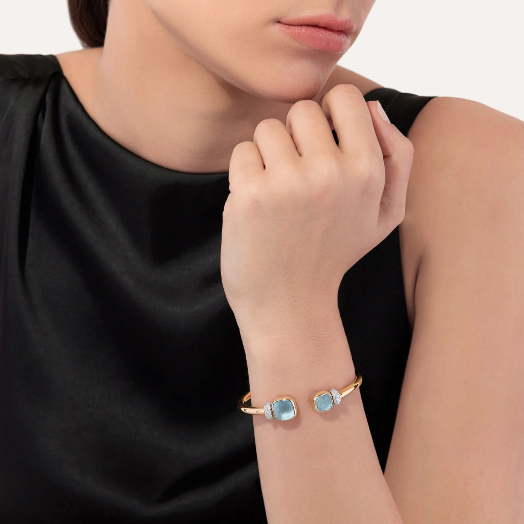 Pomellato Jewelry - Nudo 18K Rose Gold Blue Topaz & Diamond Bracelet | Manfredi Jewels