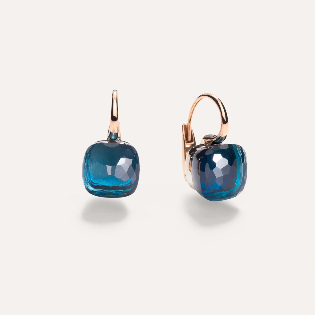 Pomellato Jewelry - Nudo Classic 18K Rose Gold London Blue Topaz Earrings | Manfredi Jewels