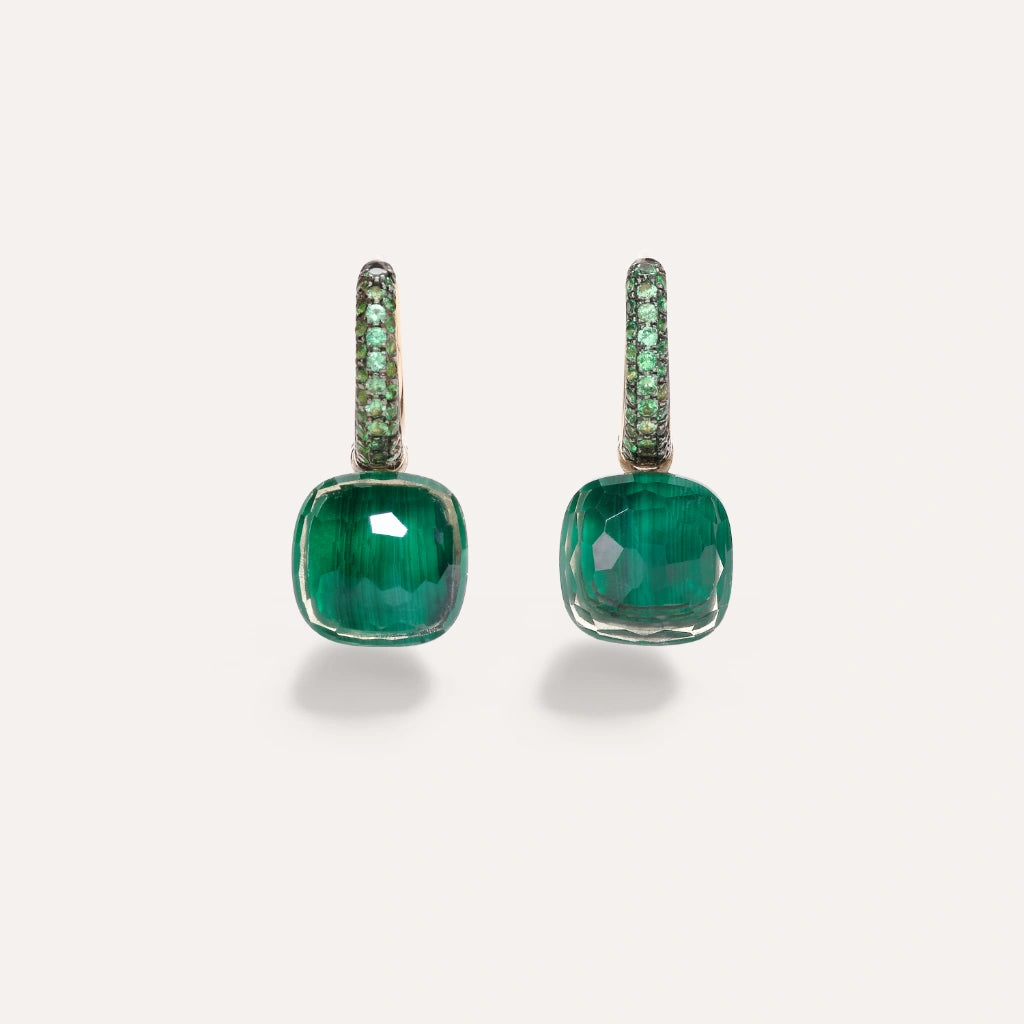 Pomellato Jewelry - Nudo Classic 18K Rose Gold Prasiolites Malachite & Tsavorites Earrings | Manfredi Jewels