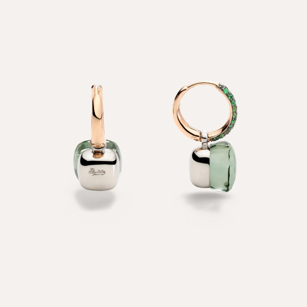 Pomellato Jewelry - Nudo Classic 18K Rose Gold Prasiolites Malachite & Tsavorites Earrings | Manfredi Jewels