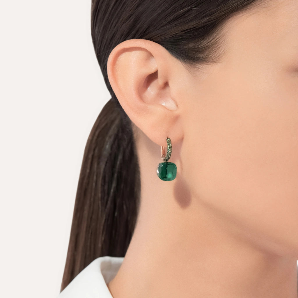 Pomellato Jewelry - Nudo Classic 18K Rose Gold Prasiolites Malachite & Tsavorites Earrings | Manfredi Jewels