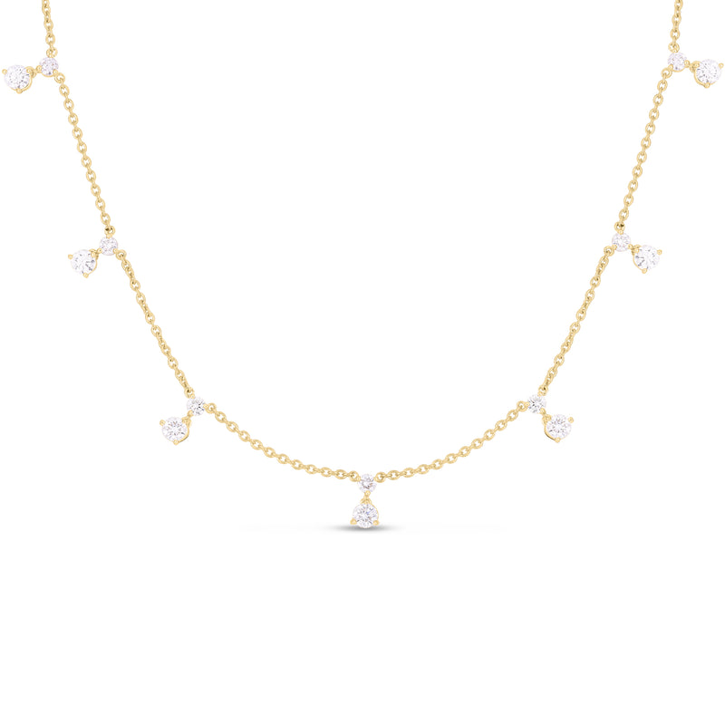 Diamonds by the Inch 18K Yellow Gold Dangling 7 Station Diamond Necklace