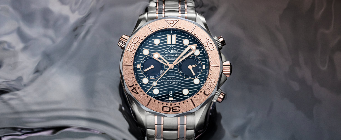 Introducing OMEGA’s Seamaster Diver 300M Chronograph: a striking blend of gold, titanium and tantalum.