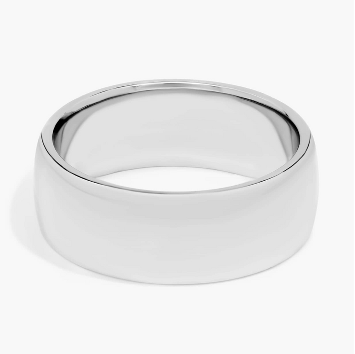 Furrer Jacot Wedding Rings - 18K White Gold Plain Band 8.0mm | Manfredi Jewels