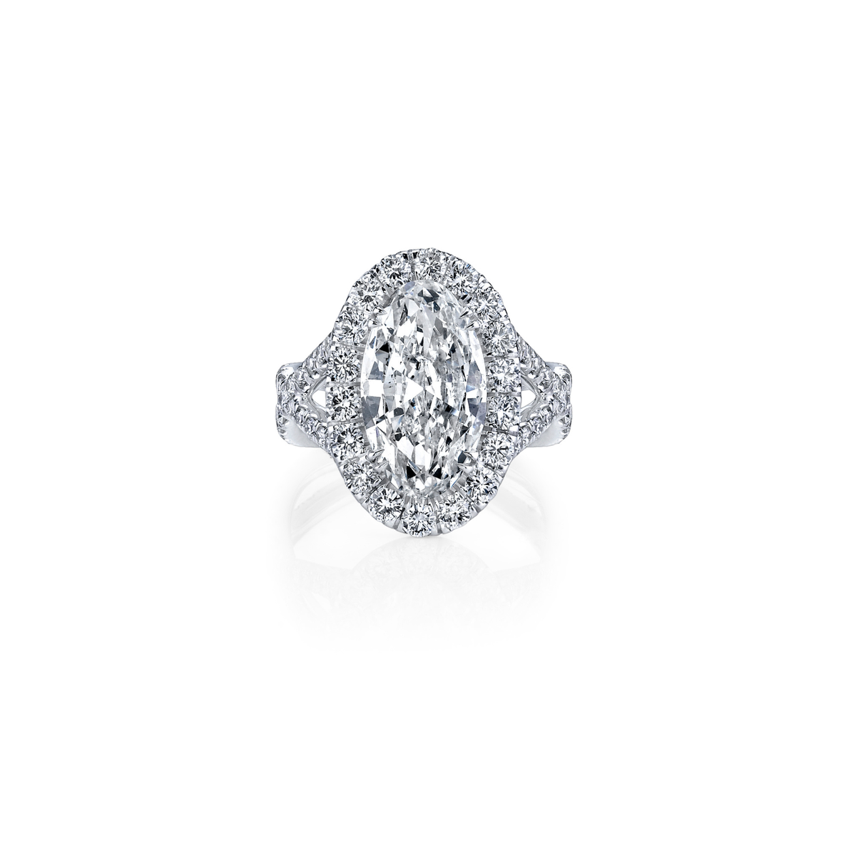 Oval Cut 3.13ct Platinum Diamond Ring with Halo