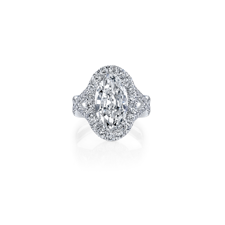 Oval Cut 3.13ct Platinum Diamond Ring with Halo