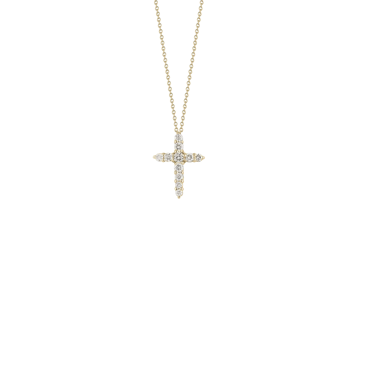 Roberto Coin Jewelry - 18K Yellow Gold Tiny Treasures Diamond Tapered Cross Necklace | Manfredi Jewels
