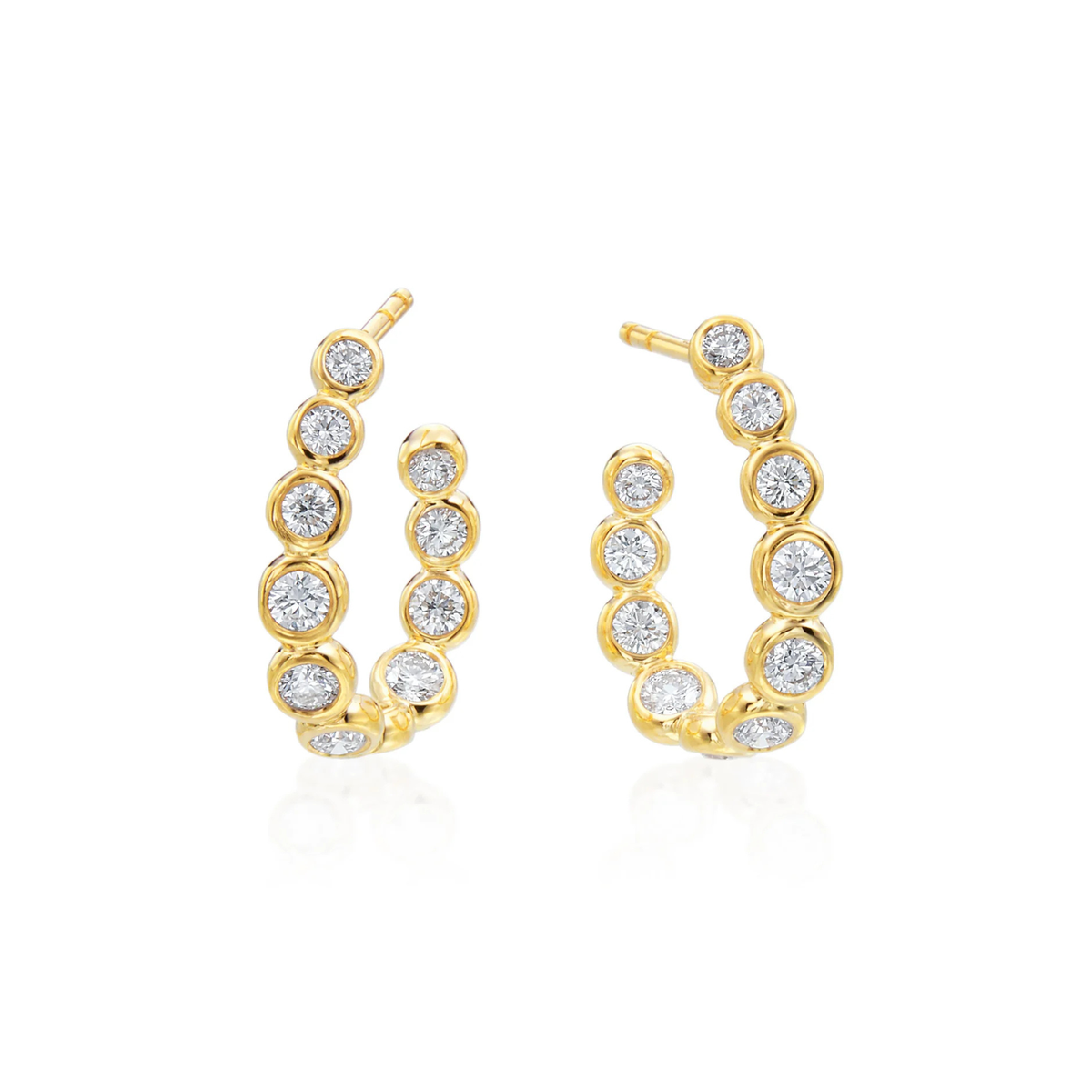 18K Yellow Gold Diamond Moonlight Hoop Earrings 1.13ctw