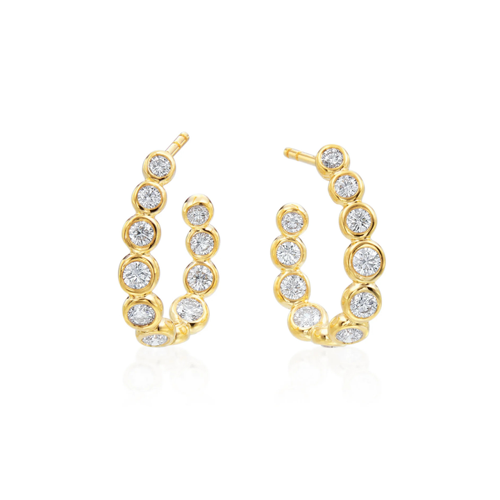 18K Yellow Gold Diamond Moonlight Hoop Earrings 1.13ctw