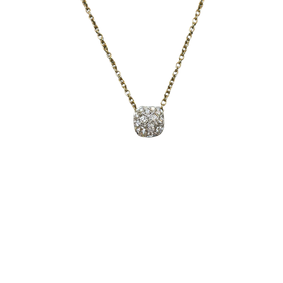 Estate 18K Rose Gold Pomellato Pave Diamond Petit Nudo Pendant