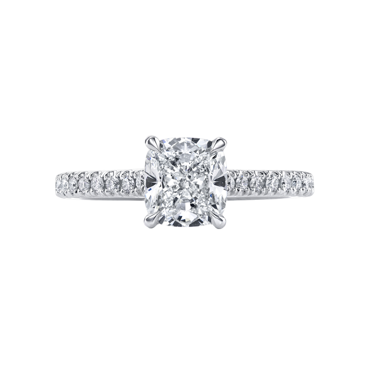Manfredi Jewels Engagement - Cushion Cut 1.81ct Platinum Pave Band Diamond Engagement Ring | Manfredi Jewels