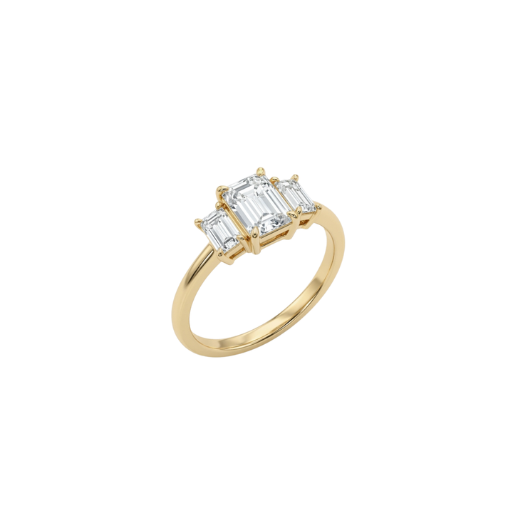 Emerald Cut 1.87ct Yellow Gold Three-Stone Diamond Engagement Ring