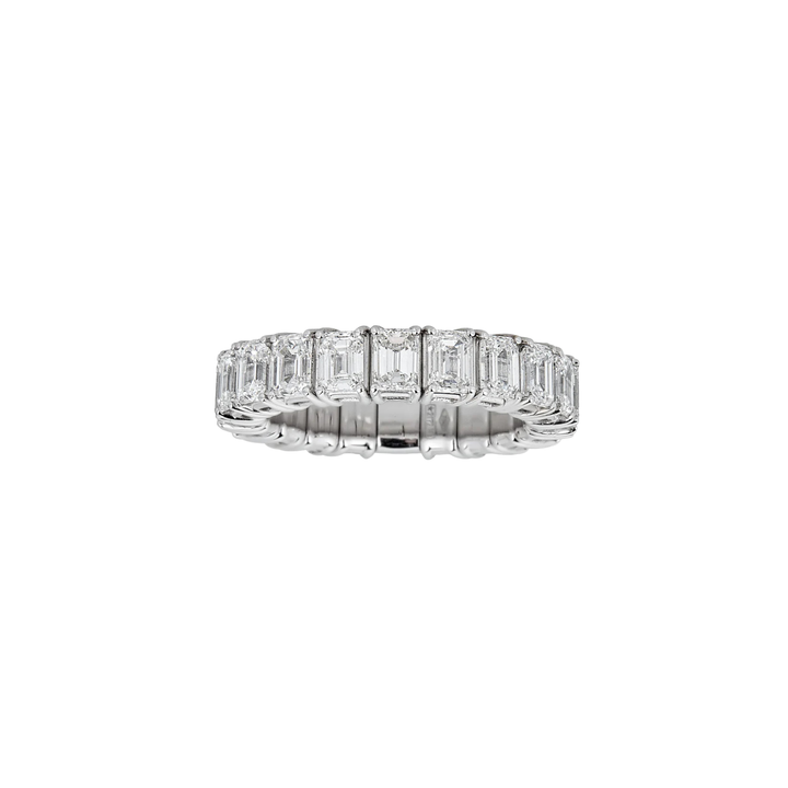 Zydo 18K White Gold Stretch Ring with Emerald Cut Diamonds