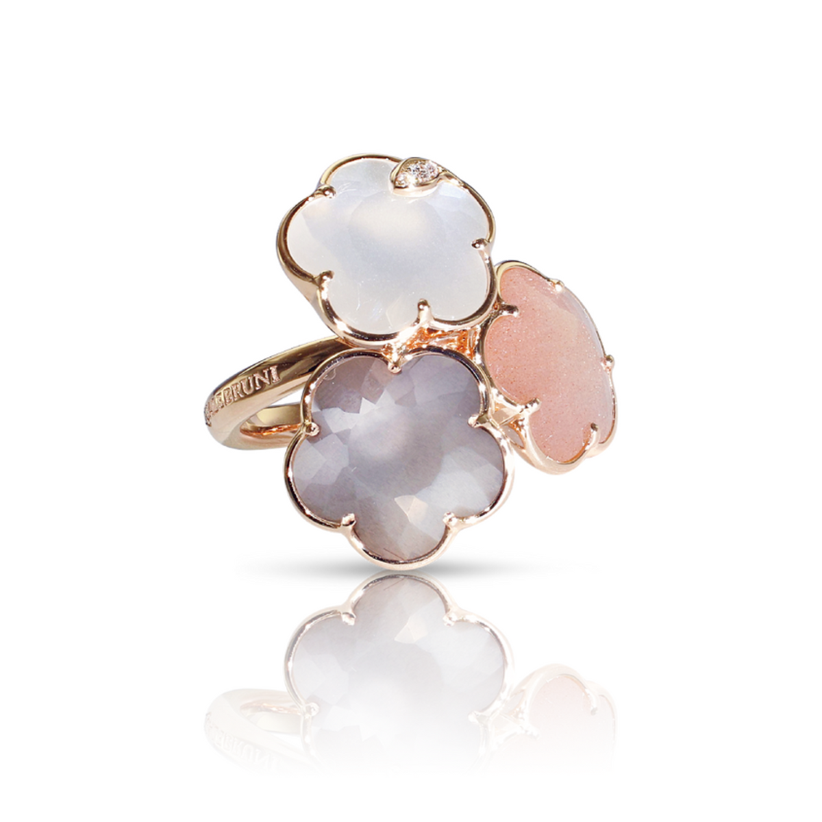 Pasquale Bruni Jewelry - Bouquet Lunaire 18K Rose Gold Grey White & Pink Moonstone Diamond Ring | Manfredi Jewels
