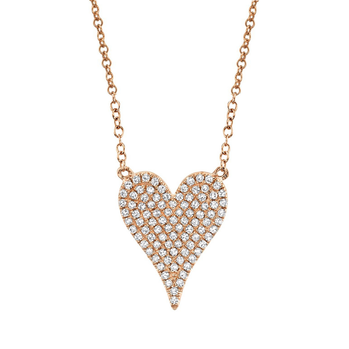 Shy Creation Jewelry - Kate 14K Rose Gold 0.21 ct Diamond Pavé Medium Heart Necklace | Manfredi Jewels