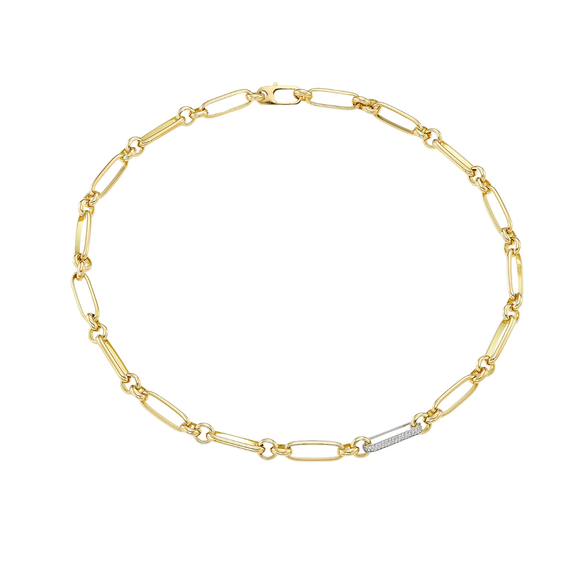 Roberto Coin - Two-Tone 18K Gold & Diamond Paper Clip Chain Necklace | Manfredi Jewels