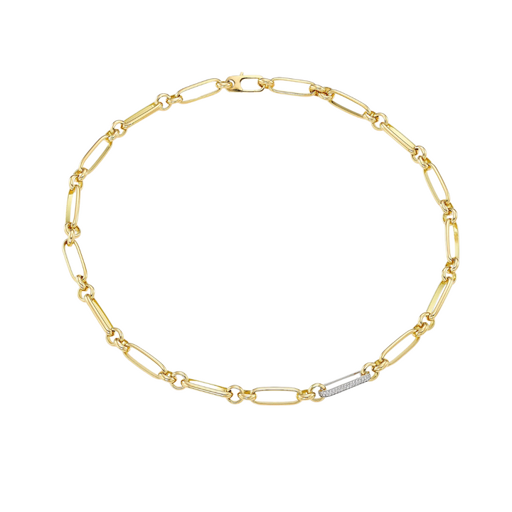 Roberto Coin - Two-Tone 18K Gold & Diamond Paper Clip Chain Necklace | Manfredi Jewels