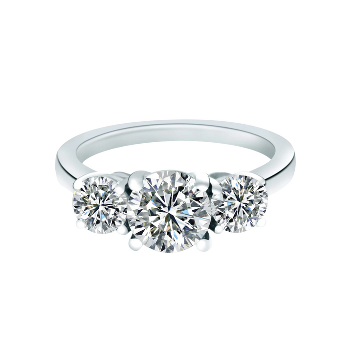Manfredi Jewels Engagement - Round Cut 3.49 ct Platinum Three Stone Diamond Engagement Ring | Manfredi Jewels