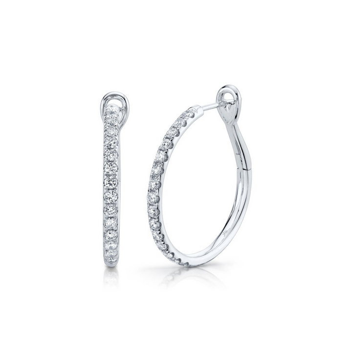 Shy Creation - 14K White Gold & Diamond Hoop Earring | Manfredi Jewels