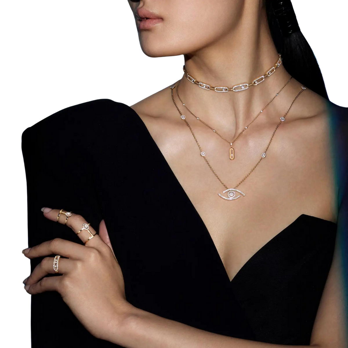 Messika Jewelry - Move Link 18K Yellow Gold Multi Choker Diamond Pavé Necklace | Manfredi Jewels