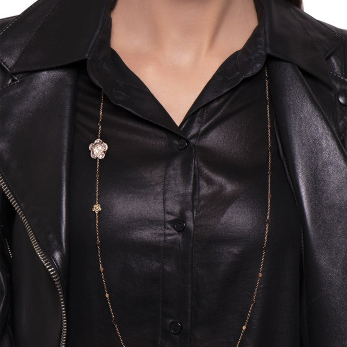 Pasquale Bruni Jewelry - Bon Ton Sautoir 18K Rose Gold Rock Crystal Diamond Necklace | Manfredi Jewels