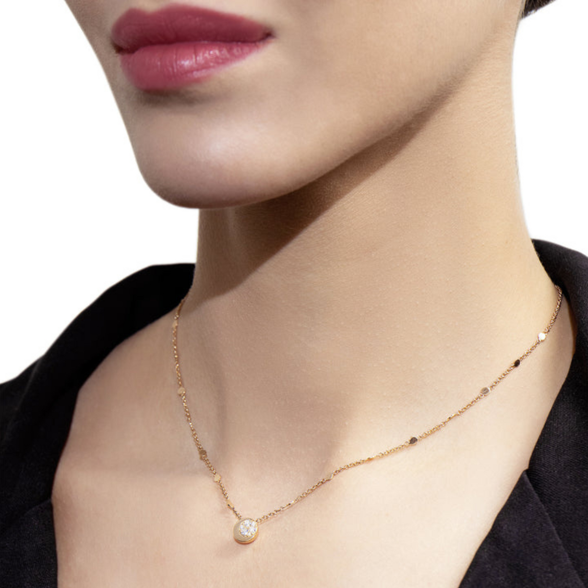 Pasquale Bruni Jewelry - Luce 18K Rose Gold Diamond Moon Station Necklace | Manfredi Jewels