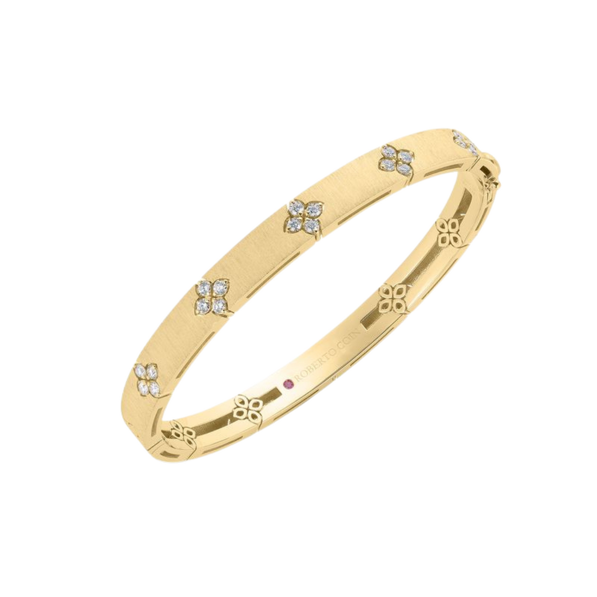 Roberto Coin Jewelry - 18K Yellow Gold Love in Verona Diamond Bangle Satin Finish | Manfredi Jewels